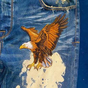 Akoo Men’s distressed jeans w/ Eagle